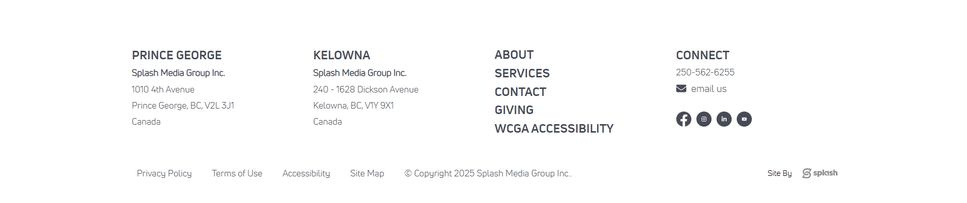 Splash Media Group site footer