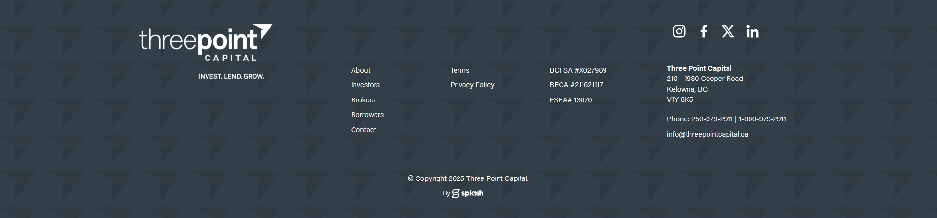 Three Point Capital's site footer